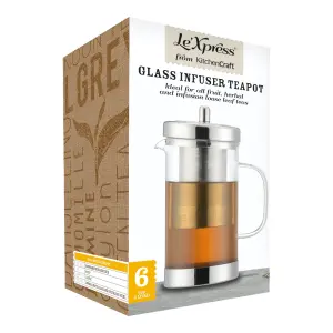 Le'Xpress Heat Resistant Stainless Steel Glass Teapot Infuser Mesh Filter