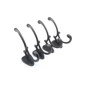 Oakcrafts - Antique Cast Iron Addison Coat Hook 125mm - Pack of 4