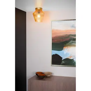 Lucide Rosalind Vintage Flush Ceiling Light 21cm - 1xE27 - Amber