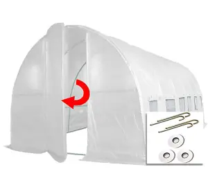 6m x 3m + Ground Anchor Kit (20' x 10' approx) Pro+ White Poly Tunnel