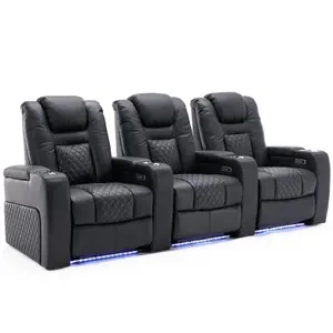 Broadway 3 Seater Electric Recliner Cinema Sofa USB Charging Led Base (Black)