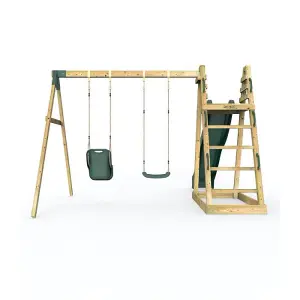 Rebo Children's Wooden Pyramid Activity Frame with Swings and 10ft Water Slide - Cora Linn