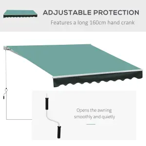 Outsunny Garden Sun Shade Canopy Retractable Awning, 3 x 2.5m, Green