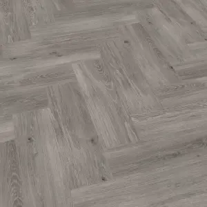 GoodHome Mambo Lulea Grey Natural Wood effect Synchronised Herringbone Click vinyl Planks, 2.24m²