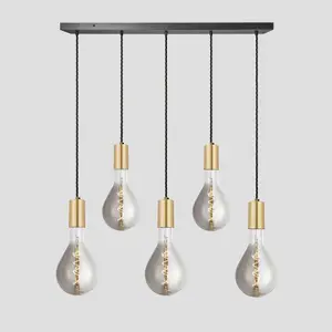 Industville Sleek Large Edison Cluster Lights, 5 Wire, Brass