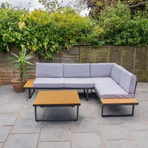 Sicily Grey L-Shaped Outdoor Corner Sofa Set with Cushions