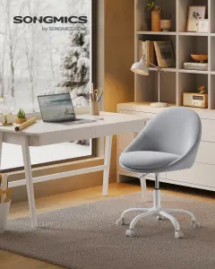 SONGMICS Office Chair, Swivel Chair, Desk Chair, Velvet, Foam Padding, Adjustable Height, for Home Office, Study, Dove Grey