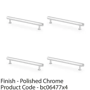 4 PACK - Industrial Hex T Bar Pull Handle - Polished Chrome 160mm Centres Kitchen Cabinet