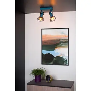 Lucide Pola Modern Twin Ceiling Spotlight Children - 2xE27 - Blue