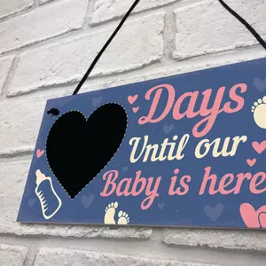 Red Ocean Chalkboard Countdown To Birth Sign Baby Shower Gift Mum Dad To Be Gifts New Born Baby Gifts Keepsake