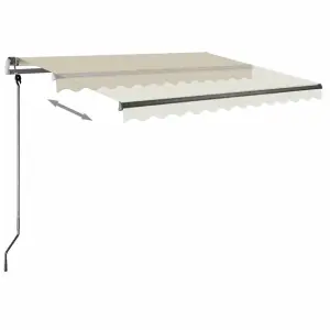 Berkfield Manual Retractable Awning with LED 300x250 cm Cream