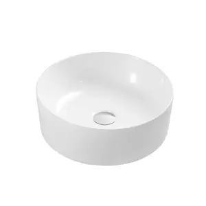 White Stone Avril 415mm L x 415mm W White Ceramic Circular Sink