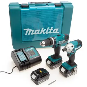 Makita 18v DLX2336SF3 Twin Kit DHP453 Hammer Drill + DTD156 Impact Driver 3x3ah