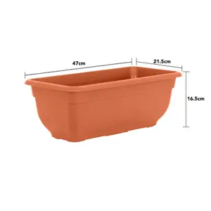 Wham Bell Pot 2x47cm Rectangular Recycled Plastic Trough Terracotta