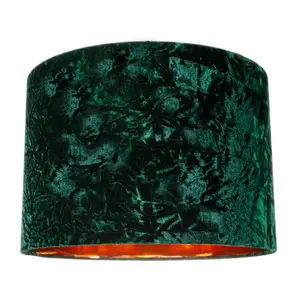 Modern Crushed Velvet Lamp Shade with Shiny Paper Inner Green / 20cm H x 30cm W x 30cm D