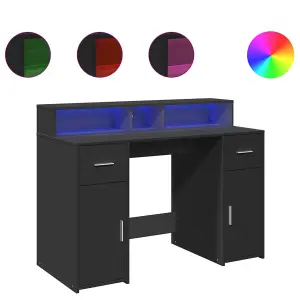 Berkfield Desk with LED Lights Black 120x55x91 cm Engineered Wood