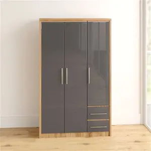 Louisa 3 Door Wardrobe Zipcode Design Finish: Grey