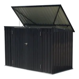 6 x 4 ft Metal Shed Garden Storage Shed Bin Bike Store for Bike Bicycle Garbage Bin Store,Charcoal Black