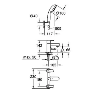 Grohe GET Gloss Chrome Deck-mounted 2 Tap Hole Shower mixer Tap