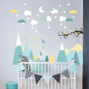 Walplus Combo Kids - Sleepy Mountains Wall Stickers - PVC