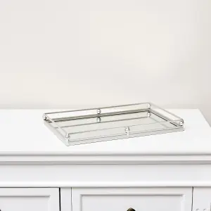 Melody Maison Silver Rectangle Mirrored Display Tray