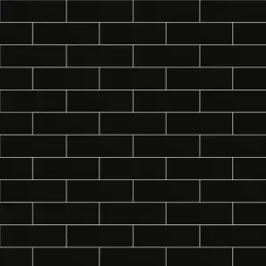 Glina Black Gloss Ceramic Indoor Wall Tile, Pack of 34, (L)297mm (W)97mm