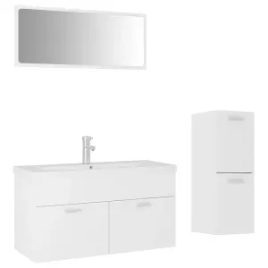 Berkfield Bathroom Furniture Set White Engineered Wood