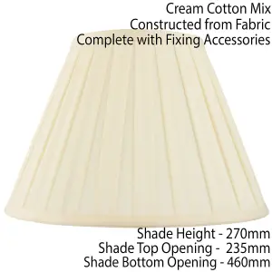 18" Tapered Drum Lamp Shade Cream Box Pleated Fabric Cover Classic & Elegant