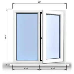 995mm (W) x 1045mm (H) PVCu StormProof Casement Window - 1 RIGHT Opening Window -  Toughened Safety Glass - White