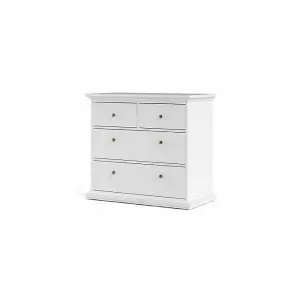 Paris Matt white 4 Drawer Chest of drawers (H)869mm (W)962mm (D)485mm