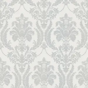 Galerie Italian Style Grey Classic Floral Damask Wallpaper Roll