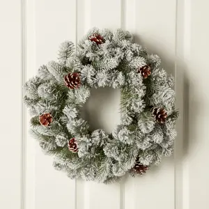 50cm Green Frosted Pinecone Wreath