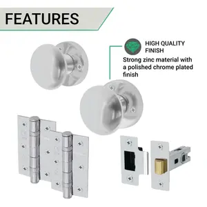 EAI - Round Mortice Door Knobs and Latch Kit - 55mm - Polished Chrome