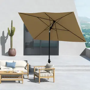 Outsunny 2 x 3(m) Garden Parasol Rectangular Market Umbrella w/ Crank Brown