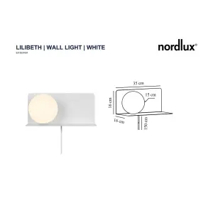 Nordlux Lilibeth Indoor Shelf Wall Light in White (Height) 16cm