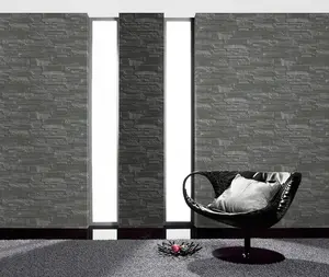 Rasch Factory Faux slate 3D effect Black Wallpaper