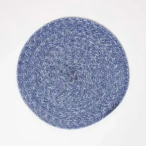 Homescapes Blue Handwoven Round Placemats Set of 4