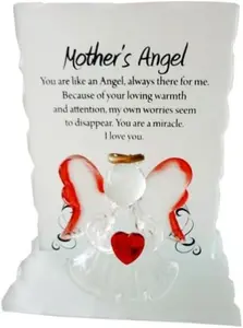 Engraved Glass Crystal Gift Ornaments Set Poem Poetic Writing Message Mother Angel