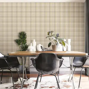 Galerie Kitchen Recipes Bronze Brown Plaid Smooth Wallpaper