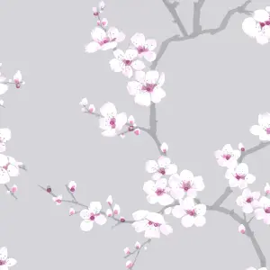 Fresco Apple Blossom Floral Grey Wallpaper