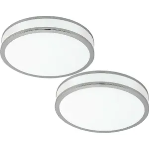 2 PACK Wall Flush Ceiling Light Colour White Shade White Chrome Plastic LED 24W