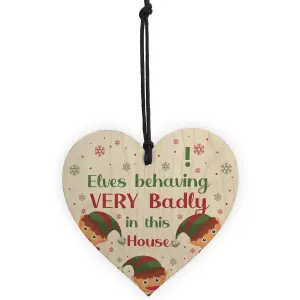 Funny ELF Sign Hanging Christmas Decoration Elf Accessories Daughter Son Gift