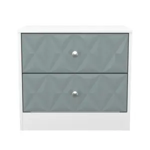 San Jose Ready assembled Duck egg blue & white 2 Drawer Bedside chest (H)521mm (W)570mm (D)395mm