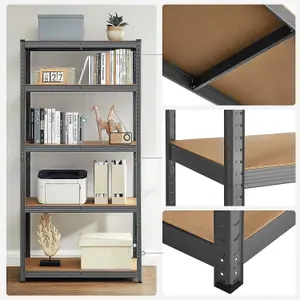 Garage Shelving, 5-Tier Storage Racks, Set of 2, 180 x 90 x 40 cm, Max. Load 875 kg (175 kg per Tier), Shelving Units, Grey