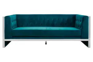 Interiors by Premier Vogue 3 Seat Teal Velvet Sofa