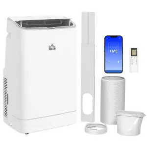 HOMCOM 14000 BTU Mobile Air Conditioner with WiFi Smart App, 35m², White