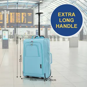 5 Cities 21"/55cm Carry On Lightweight Travel Cabin Approved Trolley Bag with Wheels Suit Case Hand Luggage with 2 Year Warranty