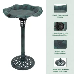 GardenKraft 17430 Bird Bath with Solar Powered Light