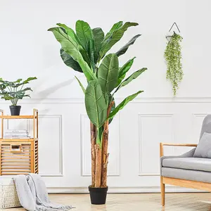 3 Trunk Artificial Banana Tree Fake Plant Indoor Plant in Black Pot 180 cm