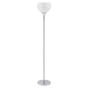 HOMCOM Modern Floor Lamp w/ K9 Crystal Lampshade for Living Room Study Silver